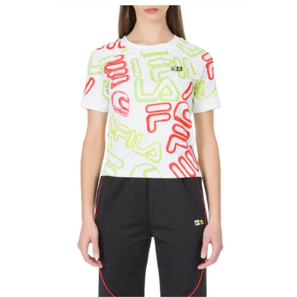 Fila Grafitti Logo White Cropped TEE XS NWT